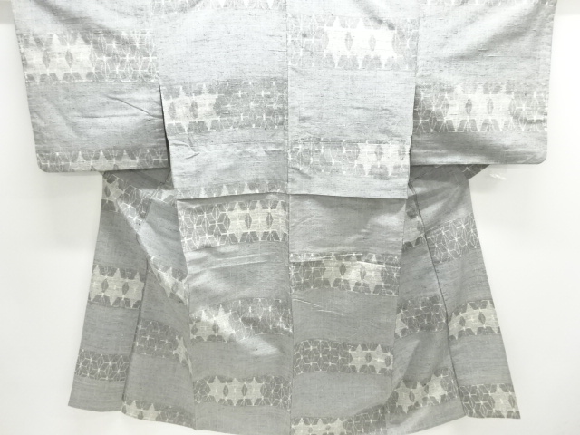 麻の葉模様織り出し手織り紬単衣着物(内袖付き)